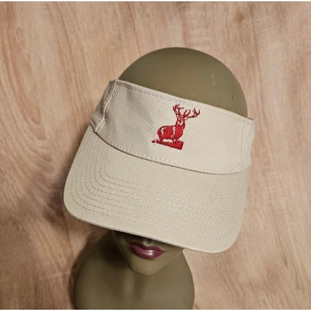 Headwear By The Game Tan Hat Cap Visor Red Embroidered Deer